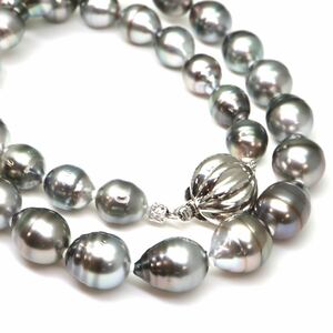 ◆南洋黒蝶真珠ネックレス/18◆A 約49.0g 約43.5cm 8.5-10.0mm珠 pearl パール jewelry necklace ジュエリー EA0/EA5