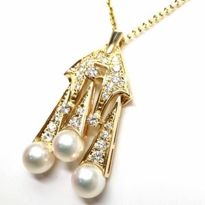 高品質!!MIKIMOTO(ミキモト)◆K18 天然ダイヤモンド/アコヤ本真珠ネックレス◆A 約10.7g 約41.5cm パール pearl diamond necklace FA1/FA5の画像4