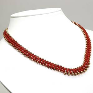 ◆K18 本珊瑚ネックレス◆A 約14.5g 約45.0cm コーラル coral さんご jewelry necklace ジュエリー DH0/DH0の画像2