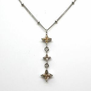 ファンシーカット!!◆K18 天然ダイヤモンドネックレス◆A 約2.5g 約36.0cm diamond jewelry ジュエリー necklace EA8/EA8