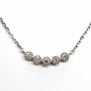 ◆Pt850 天然ダイヤモンドネックレス◆A 約3.3g 約41.5cm diamond jewelry ジュエリー necklace EA7/EA7