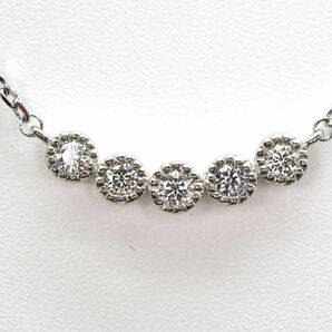 ◆Pt850 天然ダイヤモンドネックレス◆A 約3.3g 約41.5cm diamond jewelry ジュエリー necklace EA7/EA7の画像4