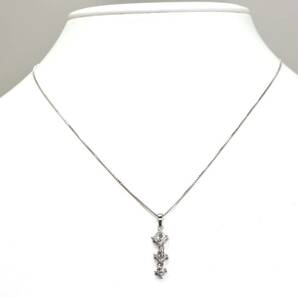 良質!!◆Pt850 天然ダイヤモンドネックレス◆A 約3.4g 約40.5cm diamond jewelry ジュエリー necklace EC2/EC5の画像2