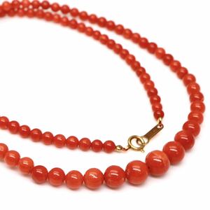 ◆天然本珊瑚ネックレス◆A◎ 約9.7g 約45.0cm 3.2-6.5mm珠 coral コーラル jewelry necklace ジュエリー EA0/EA0