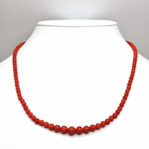 ◆天然本珊瑚ネックレス◆A◎ 約9.7g 約45.0cm 3.2-6.5mm珠 coral コーラル jewelry necklace ジュエリー EA0/EA0の画像2