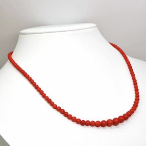 ◆天然本珊瑚ネックレス◆A◎ 約9.7g 約45.0cm 3.2-6.5mm珠 coral コーラル jewelry necklace ジュエリー EA0/EA0の画像3