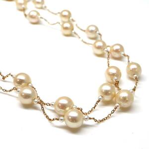 ◆K18 アコヤ本真珠ステーションネックレス◆A 約19.5g 約80.0cm 7.0-7.5mm珠 pearl パール jewelry necklace ジュエリー EA3/EA3