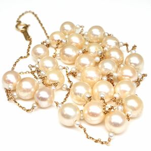 ◆K18 アコヤ本真珠ステーションネックレス◆A 約19.5g 約80.0cm 7.0-7.5mm珠 pearl パール jewelry necklace ジュエリー EA3/EA3の画像4