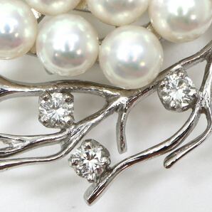 豪華!!MIKIMOTO(ミキモト)◆K14 アコヤ本真珠/天然ダイヤモンドブローチ◆A 約12.1g diamond パール pearl pendant broach jewelry EG1/EH1の画像4