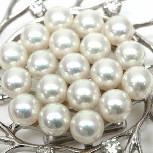 豪華!!MIKIMOTO(ミキモト)◆K14 アコヤ本真珠/天然ダイヤモンドブローチ◆A 約12.1g diamond パール pearl pendant broach jewelry EG1/EH1の画像3
