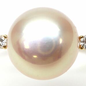 ◆K18 天然ダイヤモンド/本真珠リング◆A● 約3.7g 15.5号 diamond pearl ジュエリー ring 指輪 EB9/EB9の画像4