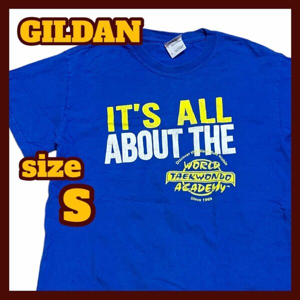 【US古着】GILDAN 半袖 プリント Tシャツ ブルー Sサイズ リメイク用など