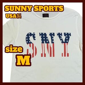 【USA製】SUNNY SPORTS 半袖 プリント Tシャツ ホワイト Mサイズ リメイク用など