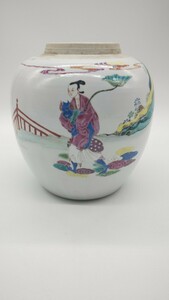中国古美術 粉彩染付色絵八仙人物缶 清時代雍正期