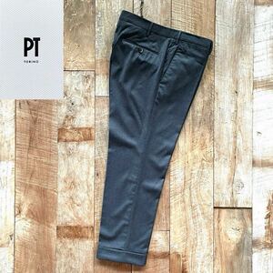 【新品同様】PT torino ピーティートリノ SUPER SLIM FIT テーパード ウール スラックス パンツ 54 チャコールグレー a BEAMSF取扱