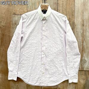 【極美品】GUY ROVER ギローバー シアサッカー ストライプ柄 クレリックシャツ ドレスシャツ M ピンク BEAMSF取扱