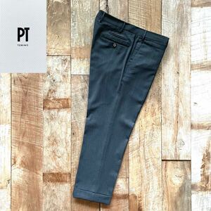 【新品同様】PT torino ピーティートリノ SUPER SLIM FIT テーパード ウール スラックス パンツ 54 チャコールグレー f BEAMSF取扱