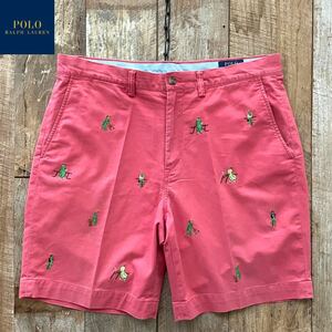 [ редкий модель ]POLO RALPH LAUREN Ralph Lauren герой спорт вышивка chino шорты тигр u The - шорты 34 розовый 