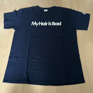 My Hair is Bad マイヘアーイズバッド　マイヘア ロゴ半袖シャツ　 バンドTシャツ　バンドグッズ 紺色　Lサイズ