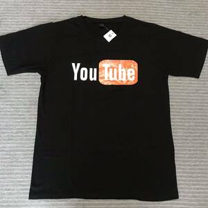 管理番号◇Yh012｜YouTube Tシャツ ブラック M 黒 半袖 シャツ ユーチューブ シンプル メンズ レディース 兼用