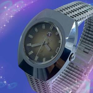 《稼働品》　ラドー　RADO　バルボア　BALBOA　ダイヤスター　カットガラス　メンズ腕時計　ブラウン系文字盤　自動巻き　AT　正規ベルト