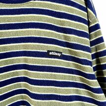 希少 STUSSY ワンポイントロゴ ボーダー フリース_画像5