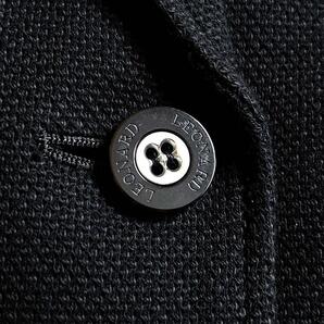【LEONARD】レオナール テーラードジャケット 2B ロゴ刻印釦 コットン100% トリム 背抜き 9AR Mサイズ相当 黒の画像6