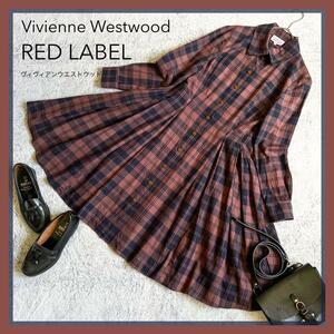 [Vivienne Westwood RED LABEL] Vivienne Westwood A линия рубашка One-piece o-b вышивка в клетку 2 размер M размер соответствует 