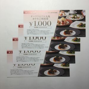 大倉工業 株主優待　ホテルオークラ丸亀　お食事券4000円分