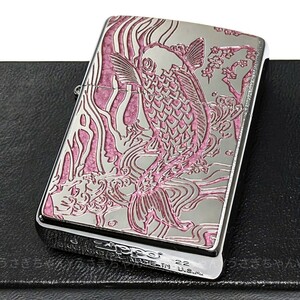 zippo☆両面加工☆昇鯉/夫婦鯉☆PK☆縁起物☆ジッポ ライター