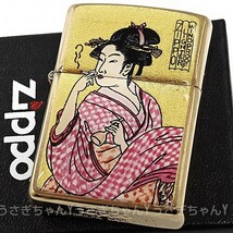 zippo☆煙を吹く女☆浮世絵☆本金箔貼り☆金タンク☆ジッポ ライター_画像1