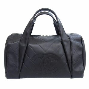 シャネル CHANEL シェブロン Vステッチ ミニボストン ハンドバッグ レザー ブラック A30899 中古 新入荷 CH0881の画像1