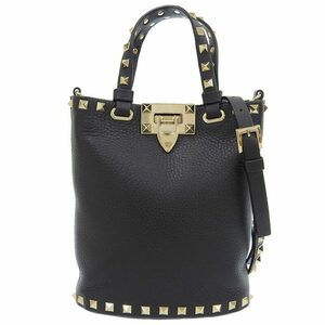 ヴァレンティノ VALENTINO クロスボディポーチ 2WAYバッグ ハンドバッグ ロックスタッズ レザー ブラック ZW2P0W31VSH 中古 新入荷 OB1790