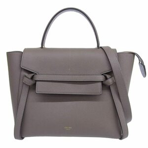 セリーヌ CELINE ベルトバッグ マイクロ 2WAYバッグ ハンドバッグ ショルダーバッグ レザー グレー 180153ZVA 中古 新入荷 OB1792