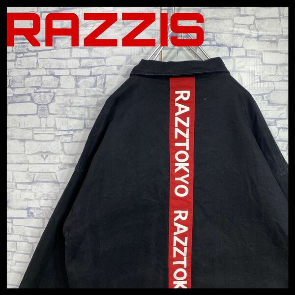 RAZZIS RAZZTOKYO デニム生地　ジャケット　バックロゴ　古着　黒　ラズトウキョウ　テープロゴ　