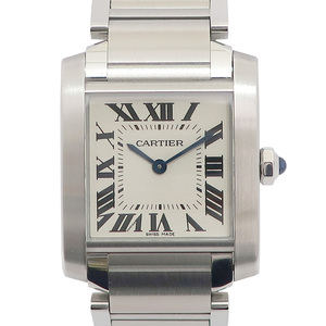【栄】カルティエ CARTIER 腕時計 タンクフランセーズMM ホワイト文字盤 WSTA0005 SS クオーツ アナログ 女性 保証書