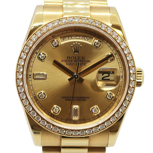 [Tenpaku] Rolex Day Date 118348a Случайный шампанский бриллиант 750 18K YG Мужские часы Автоматические наблюдения