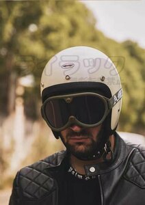 バイク用ゴーグル フルフェイス リバイバル 族ヘル ガラス繊維 レトロハーレーヘルメット 通気性良い レディース メンズ 選べる4色