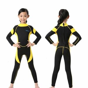 ウェットスーツ 子供 キッズ水着 2.5mmフルスーツ 長袖 水着セット 水泳 水遊び プール 防寒 保温 ダイビング サーフィン イェロー#10