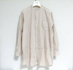 INDIVIDUALIZED SHIRTS ロング オーバー ストライプ バンドカラー シャツ アメリカ製 インディビジュアライズドシャツ NIGHT SHIRTS 長袖