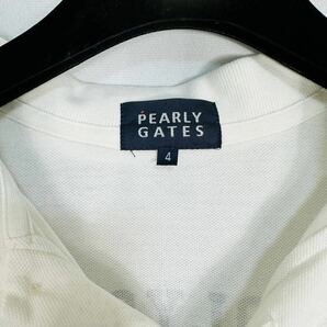 【美品】パーリーゲイツ PEARLY GATES 半袖ポロシャツ ゴルフウェア 白 ホワイト GOLF ワッペン L相当 4 刺繍 コットン ブランドロゴ の画像5