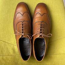 美品 GRENSON グレンソン ブラインドブローグウイングチップレザーシューズ 7 F 英国製 26.0 25.5相当 ビジネス_画像2