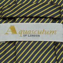 アクアスキュータム ブランド ネクタイ シルク ストライプ柄 ワイドタイ メンズ カーキ Aquascutum_画像4