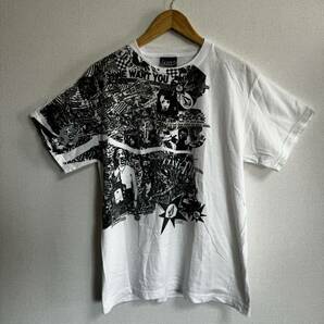 【古着】 volcom 半袖Tシャツ　mサイズ メンズ　ホワイト　総柄　ナイスデザイン