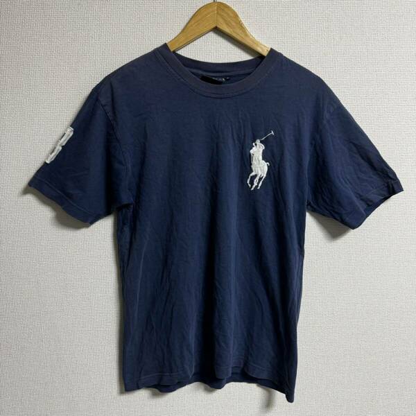 【人気古着】polo by Ralph Lauren 半袖Tシャツ ネイビー　フェード系　mサイズ