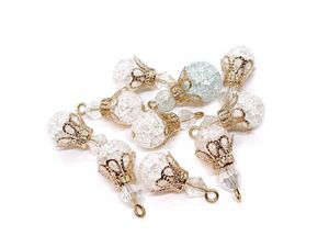 1 jpy ~. postage 120 jpy! including in a package OK! reservation 2 week ** hand made charm parts *DIY* crack glass beads *. flower cap parts *10 piece set *