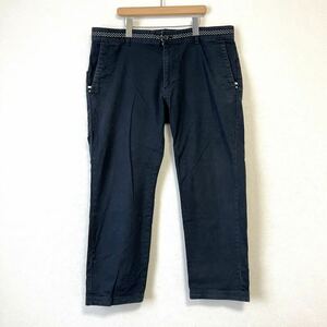 デザイン性◎★BEAMS HEART ビームス ハート★クロップド パンツ ボトムス ストレッチ カジュアル コットン 混 ネイビー メンズ XL/DD7985