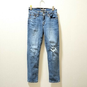 定番品◎★Levi's BORROWED FROM THE BOYS リーバイス★ジーンズ デニム パンツ ジーパン ストレート ダメージ レディース サイズ25/ZZ7929