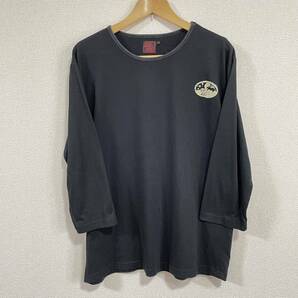 個性派◎★泥棒日記 ドロボウニッキ★バック プリント 和柄 七分袖 ロング Tシャツ ロンT 富士 桜 柄 カットソー ブラック パープル 特/235の画像2