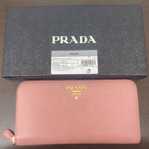 PRADA サフィアーノ ラウンドジップ PETALO 長財布 ピンク ペトロ プラダ 財布 レディース 中古 ブランド ファッションの画像1